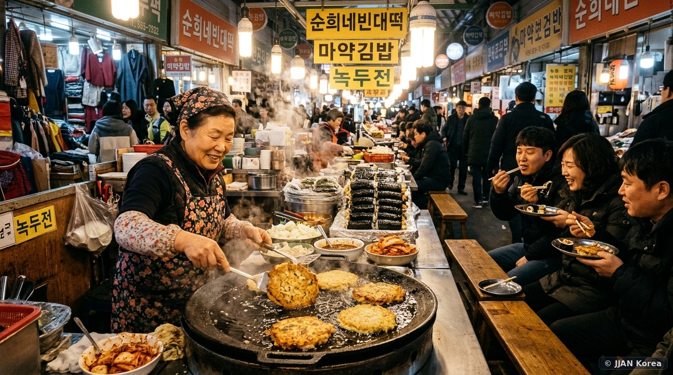 Gwangjang Market Food Crawl: Authentic Bindaetteok, Mayak Gimbap, Yukhoe & Card vs. Cash Etiquette