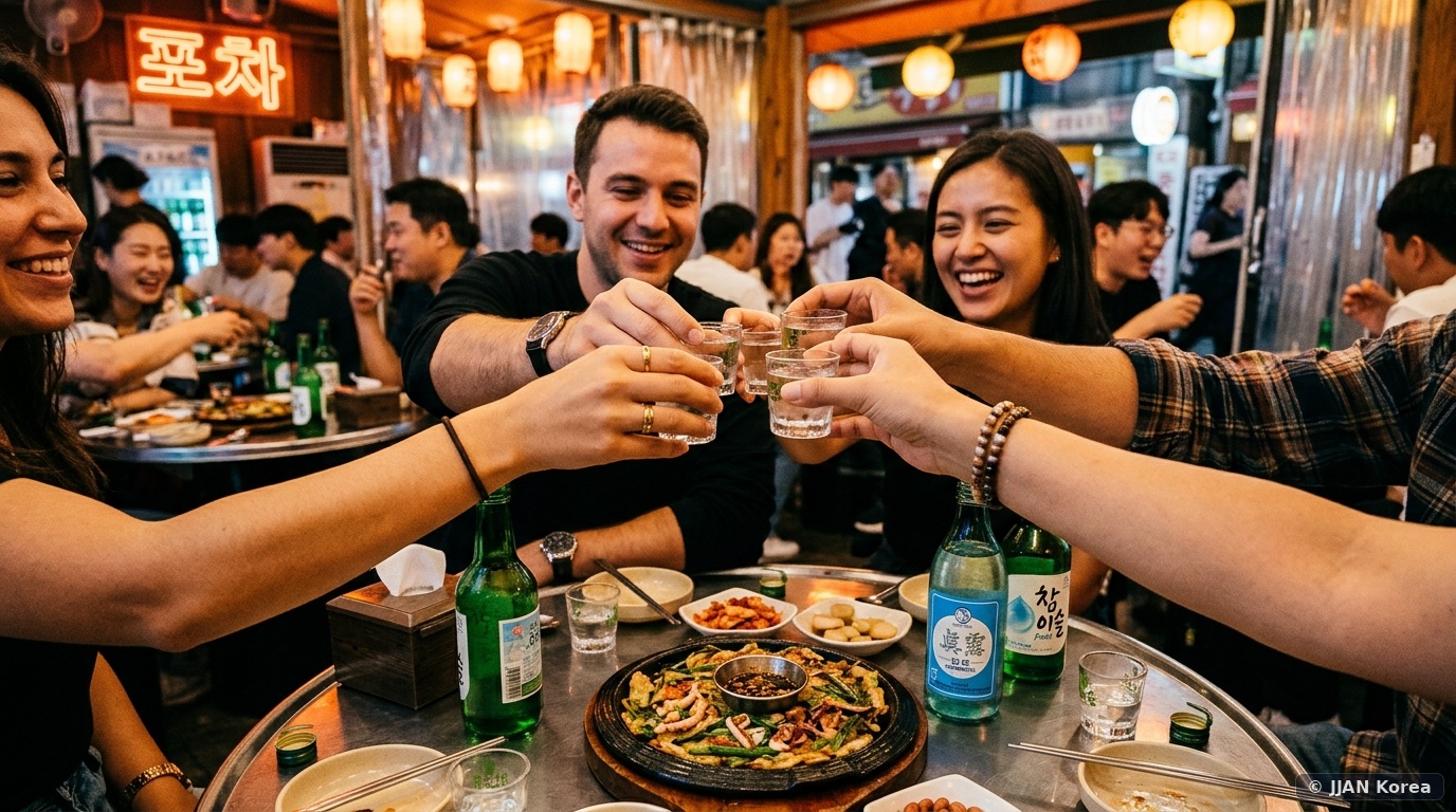 Korean Drinking Culture & Sulzip Etiquette: The Clinking Glasses Rule (JJAN!), Pouring Order & Drinking Games