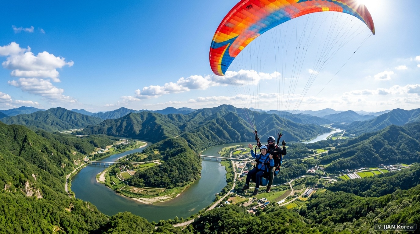 Danyang Adventure Day Trip: Paragliding Over the Namhan River, Gosu Cave & Garlic Market Food Tour