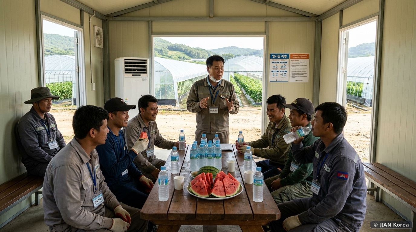 Korea Seasonal Worker (E-8) Summer Labor Rights: Mandatory Heatwave Rest Breaks, Unlawful Housing Bans & Direct Deposit Rules